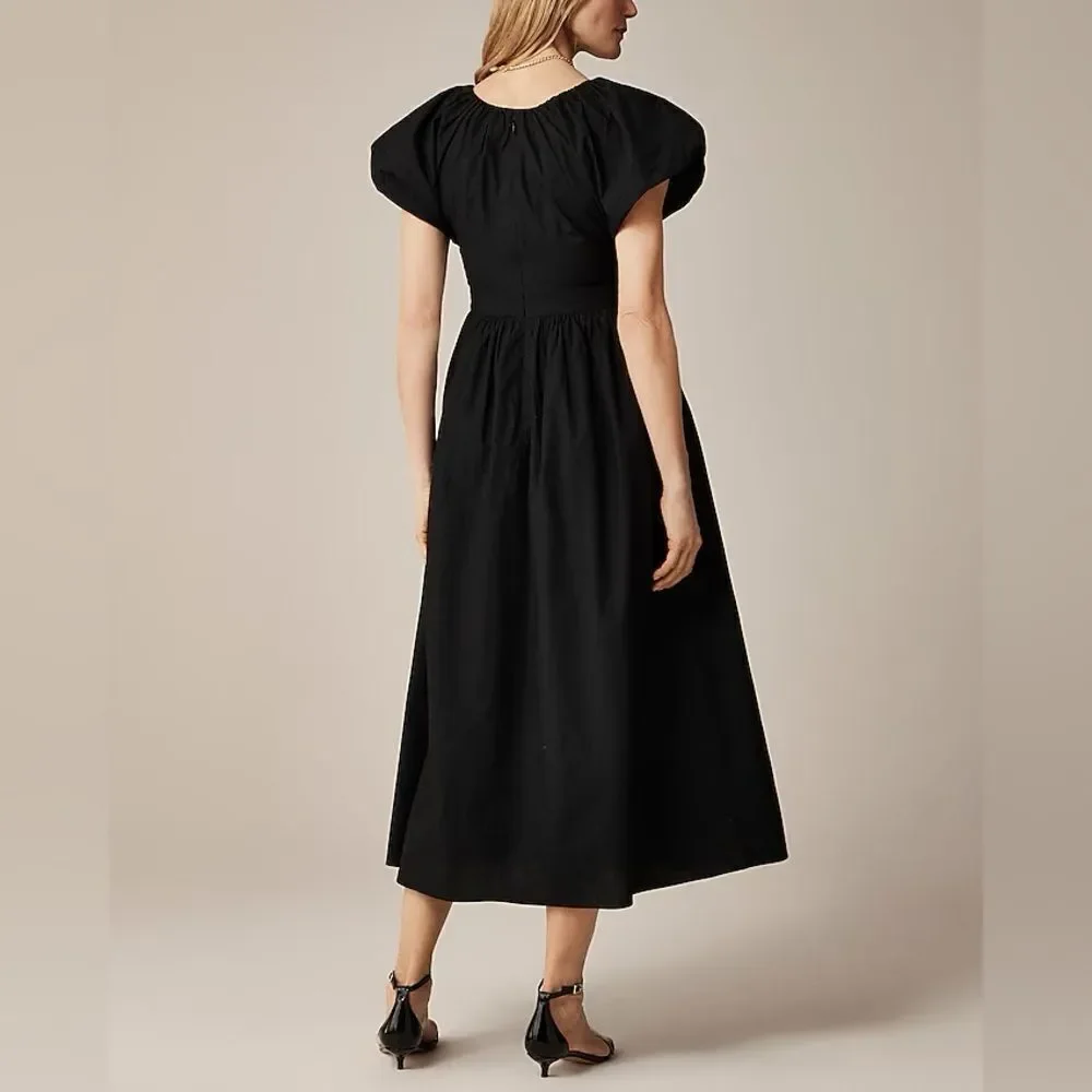NWT J CREW Collection Cecily dress in cotton poplin in black